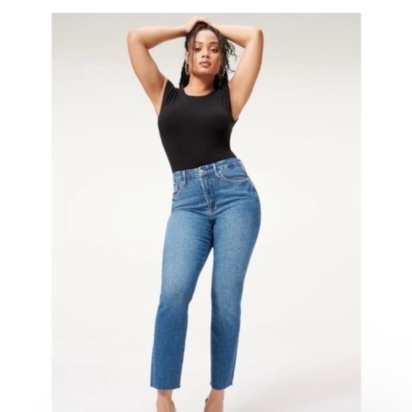 Good American Good Classic Raw Hem Jeans 10/30 NWT - Picture 3 of 8